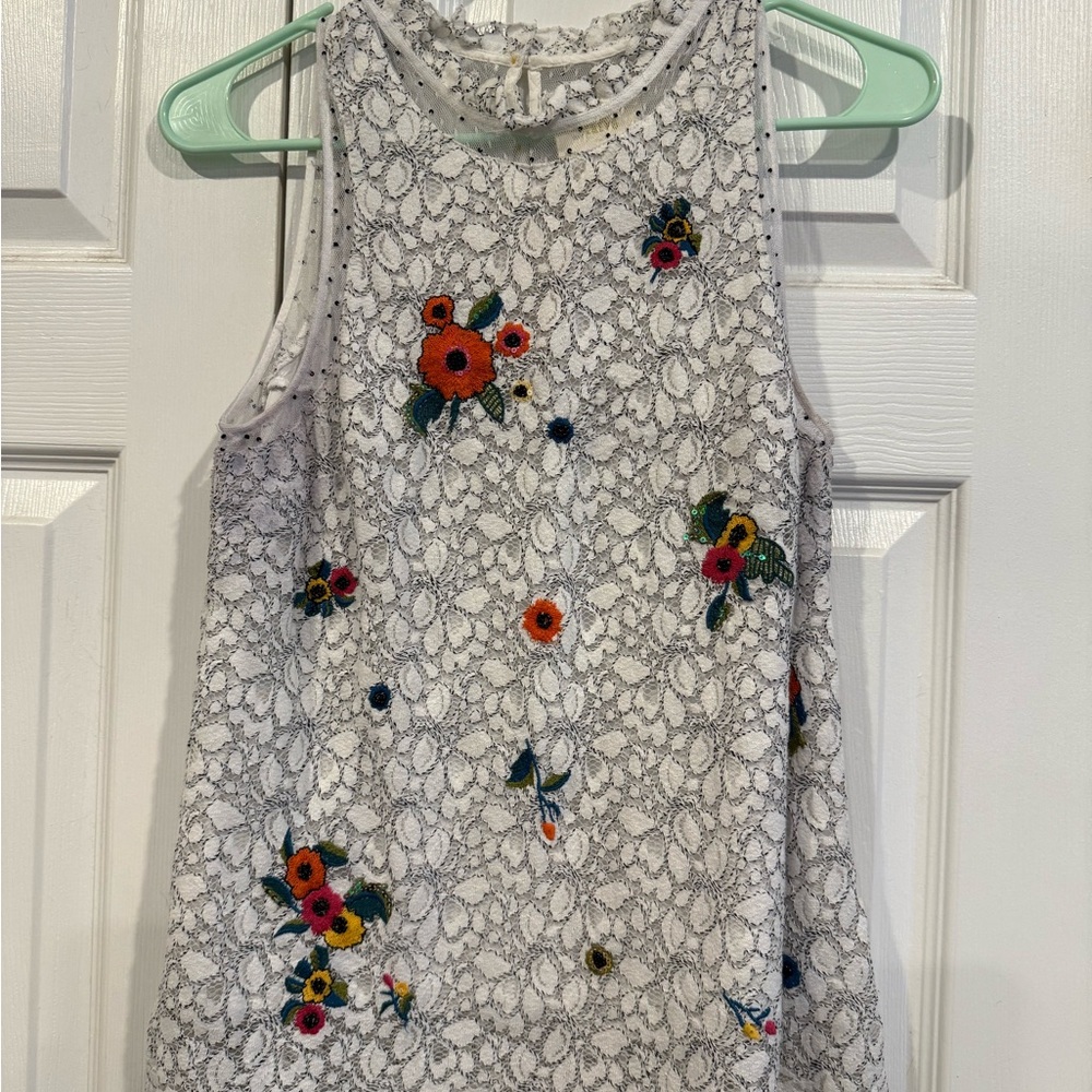 Maeve White Lace Top with Floral Accents
